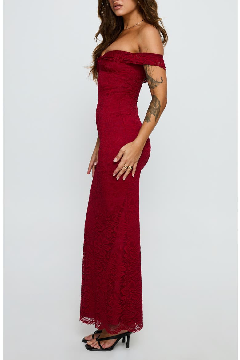 Anabeila Off the Shoulder Lace Mermaid Gown, Alternate, color, RED