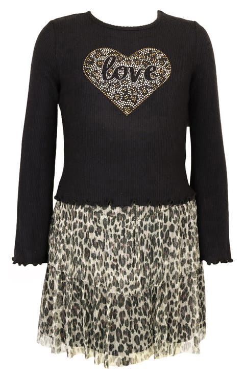 Kids' Leopard Heart Twofer Dress (Big Kid)