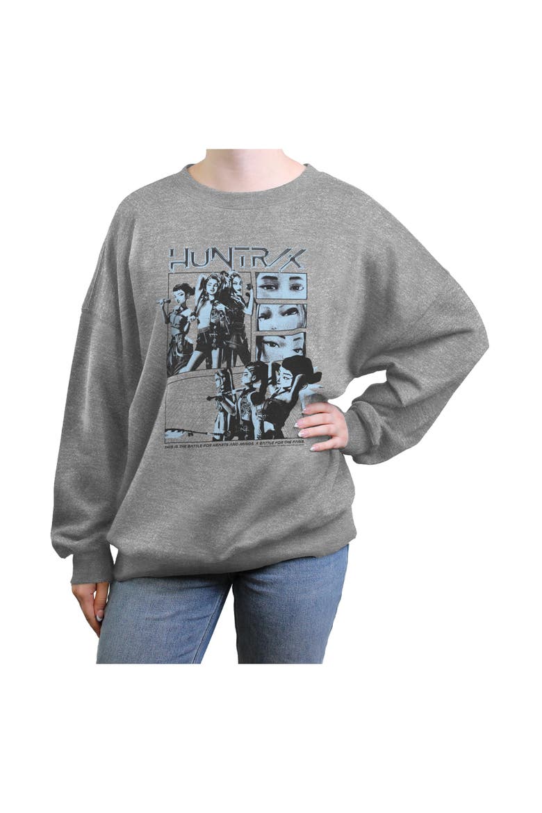 Junior's KPop Demon Hunters A Battle For The Fans Superstars  Sweatshirt, Main, color, Heather Gray