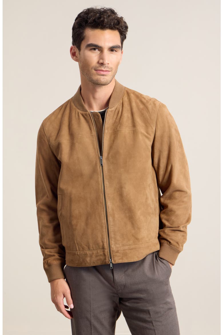 Suede Bomber Jacket, Alternate, color, BROWN BEAR