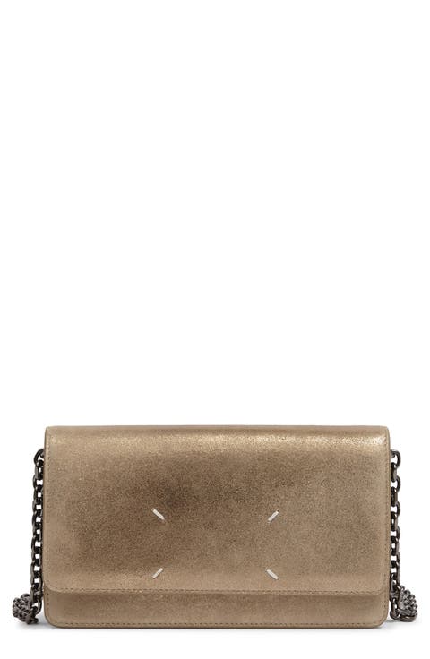 Medium Metallic Leather Wallet On a Chain