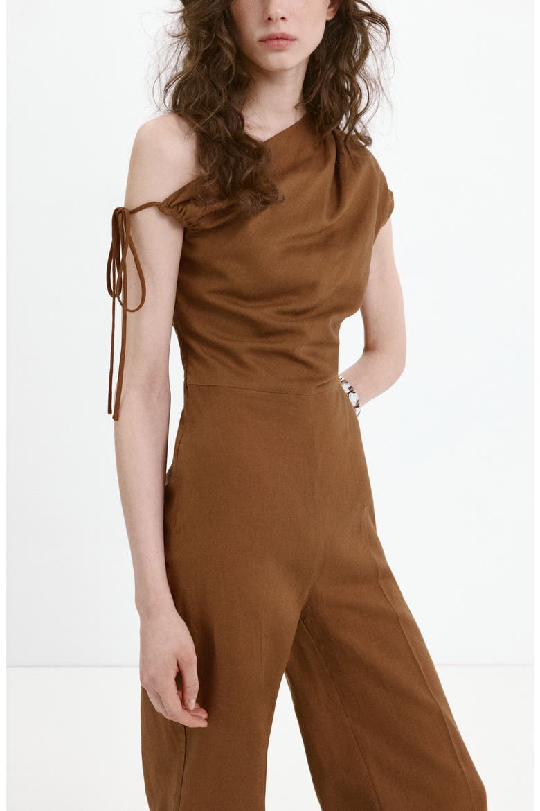 One-Shoulder Jumpsuit, Alternate, color, TOBACCO BROWN