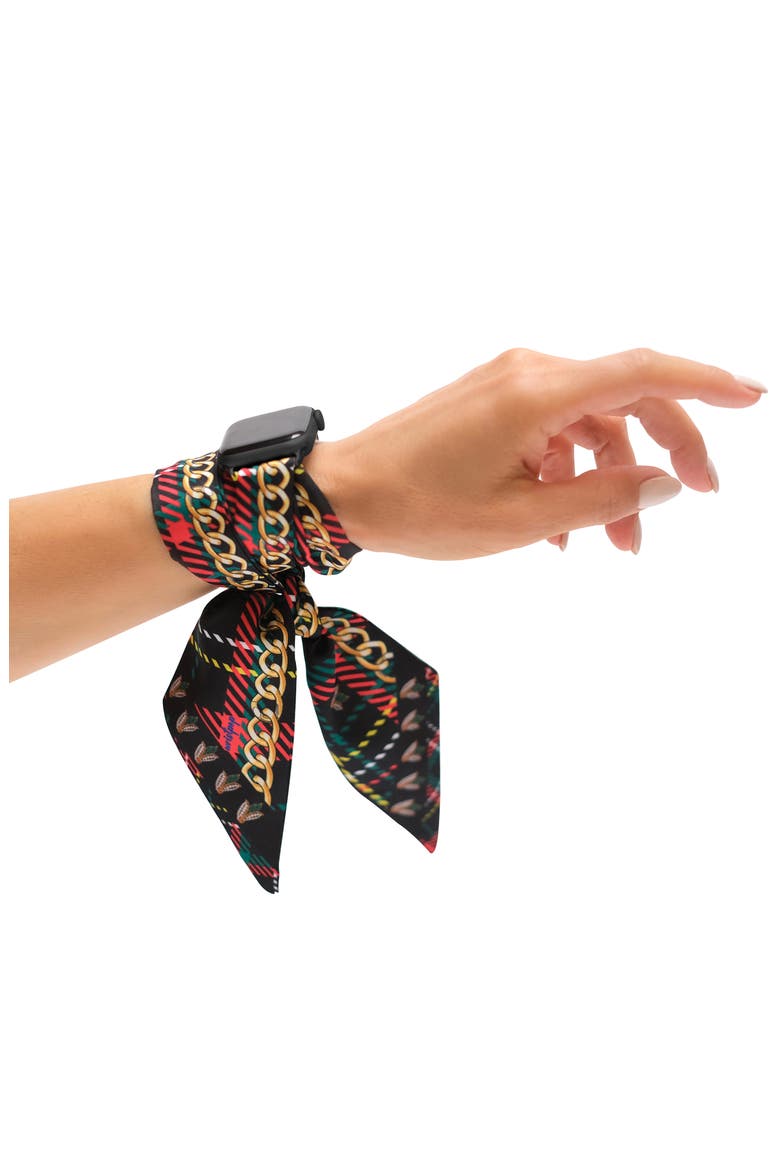 Tartan Tai Apple Watch® Scarf Watchband, Alternate, color, RED/ BLACK