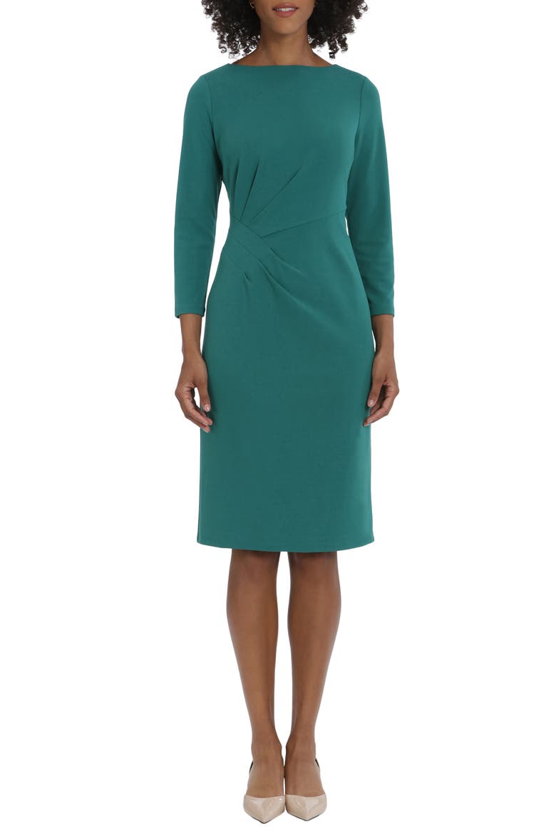 Side Pleat Sheath Dress, Main, color, ALPINE GREEN