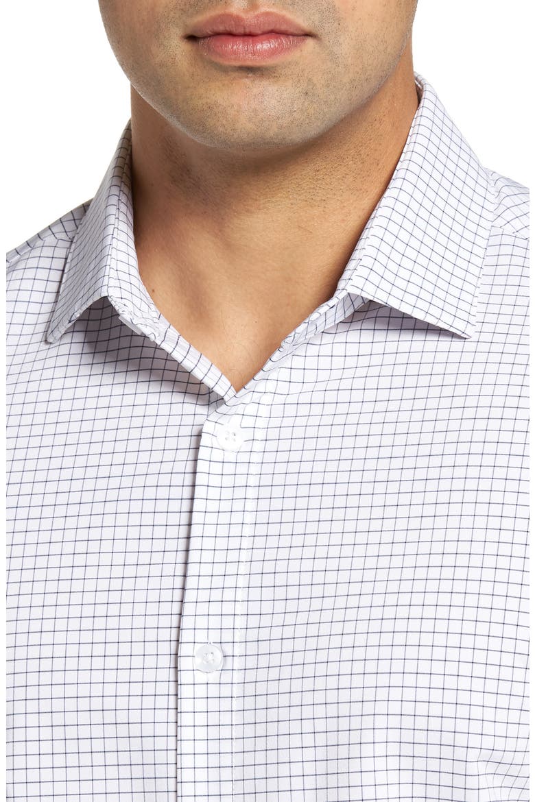 Kennedy Trim Fit Windowpane Shirt, Alternate, color, WHITE