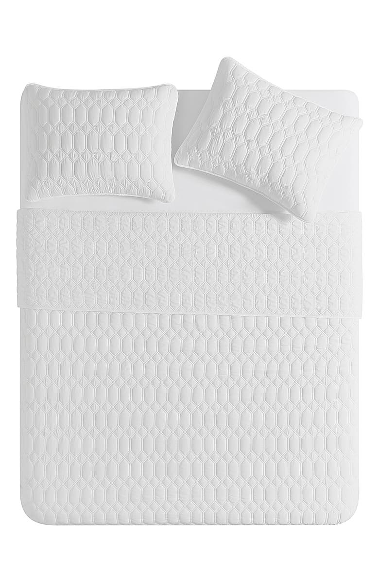 VCNY HOME Diamond 3-Piece Quilt Set, Main, color, White