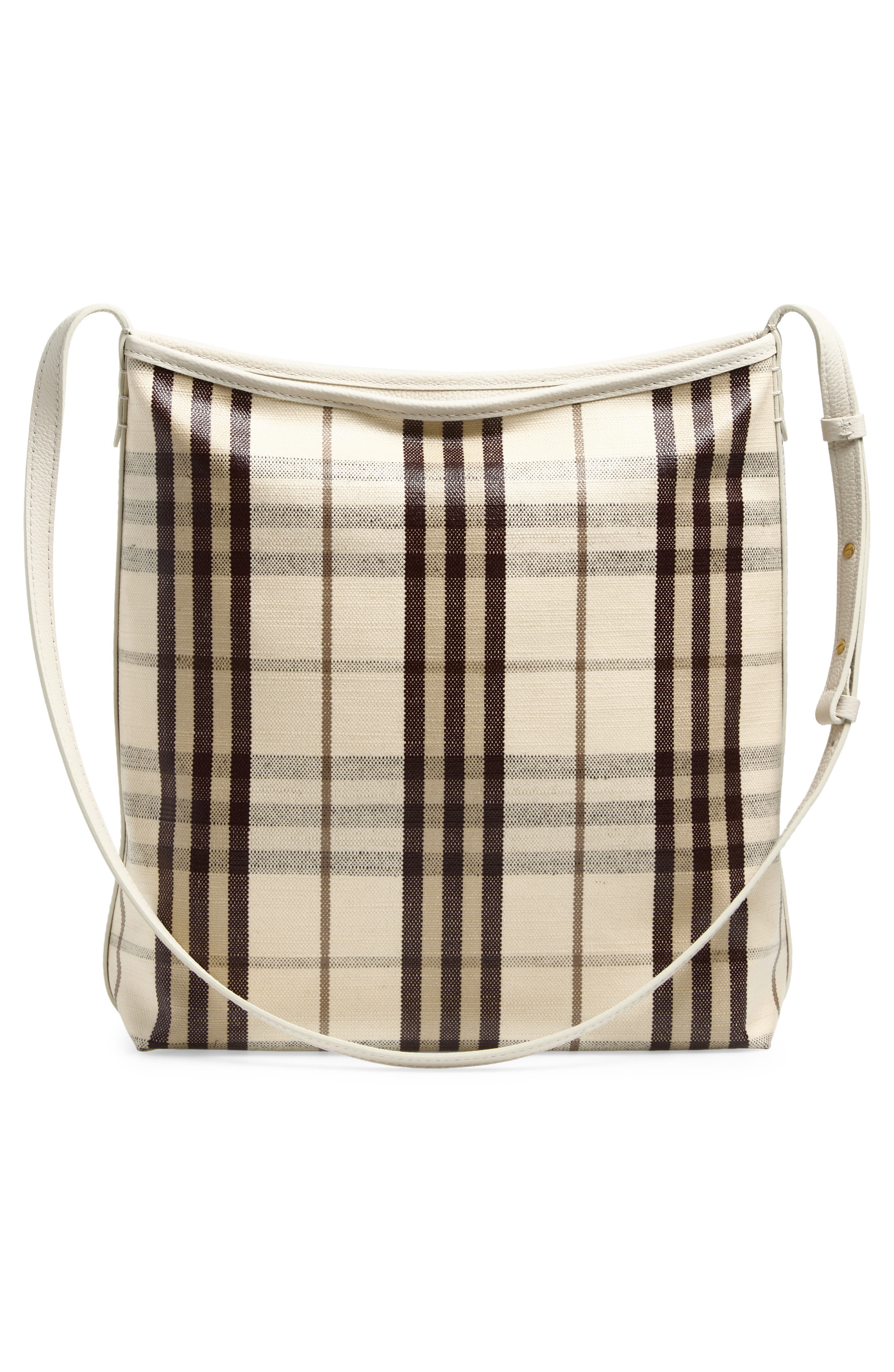 Burberry Small Highlands Check Coated Canvas Shoulder Bag, Alternate, color, Light Beige