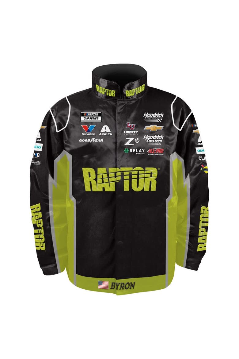 Men's Hendrick Motorsports Team Collection  Black William Byron Raptor Full-Snap Nylon Uniform Jacket, Alternate, color, Black