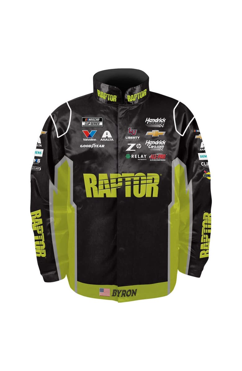 HENDRICK MOTORSPORTS TEAM COLLECTION Men's Hendrick Motorsports Team Collection  Black William Byron Raptor Full-Snap Nylon Uniform Jacket, Alternate, color, Black