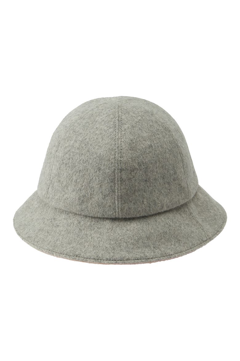 Wool Blend Six Panel Cloche, Alternate, color, GREY MELANGE/CAMEO ROSE CHECK