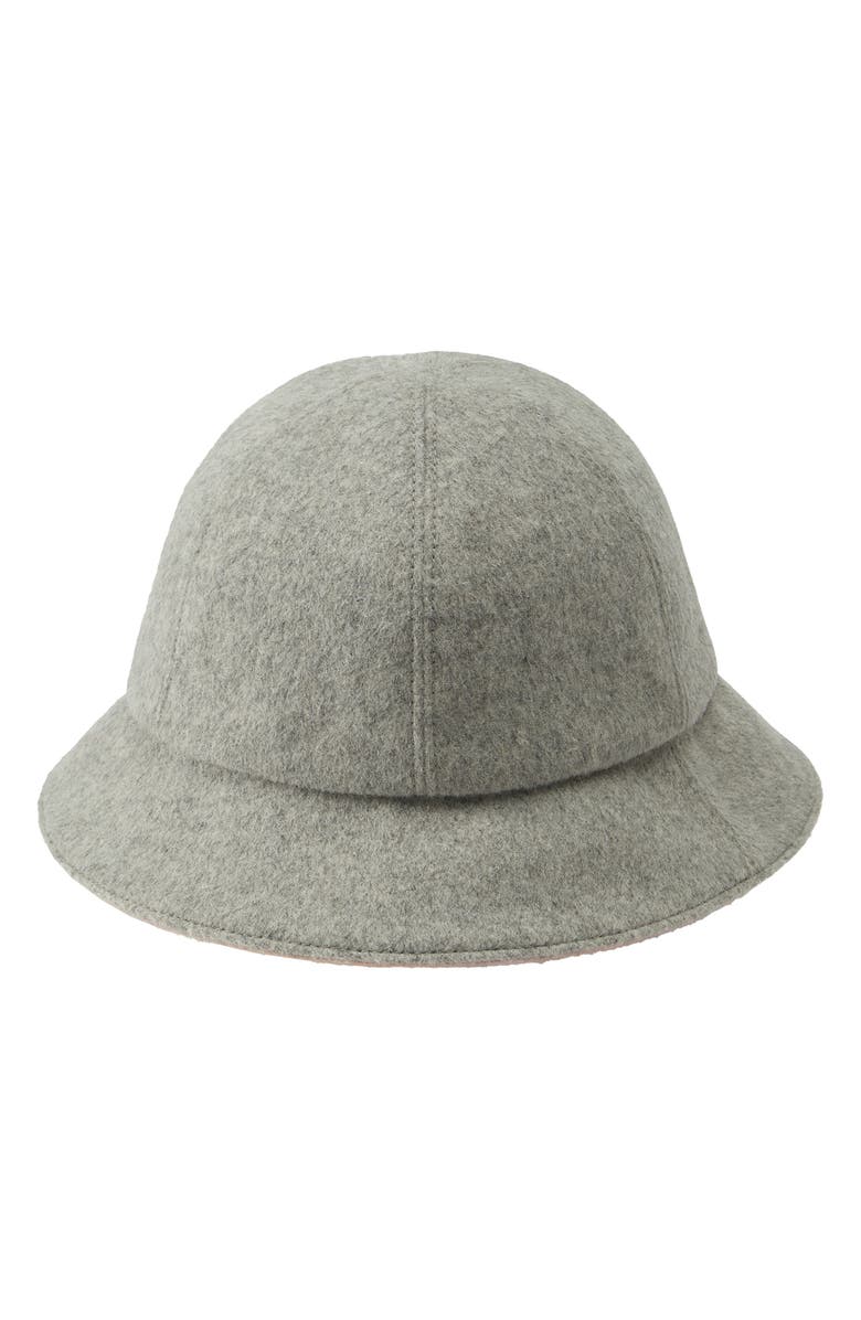 Helen Kaminski Wool Blend Six Panel Cloche, Alternate, color, Grey Melange/Cameo Rose Check