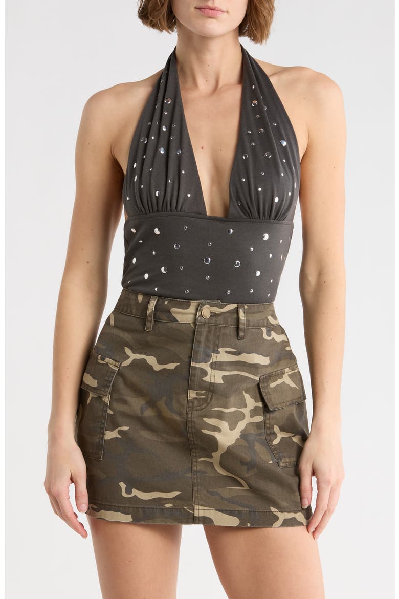 Bling Halter Top, Main, color, DARK GREY