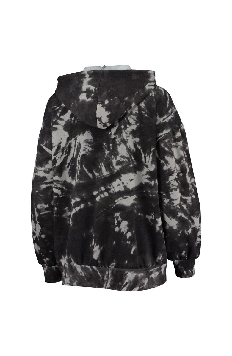 Majestic Threads Women's Majestic Threads Black Philadelphia 76ers Burble Tie-Dye Tri-Blend Pullover Hoodie, Alternate, color, Black