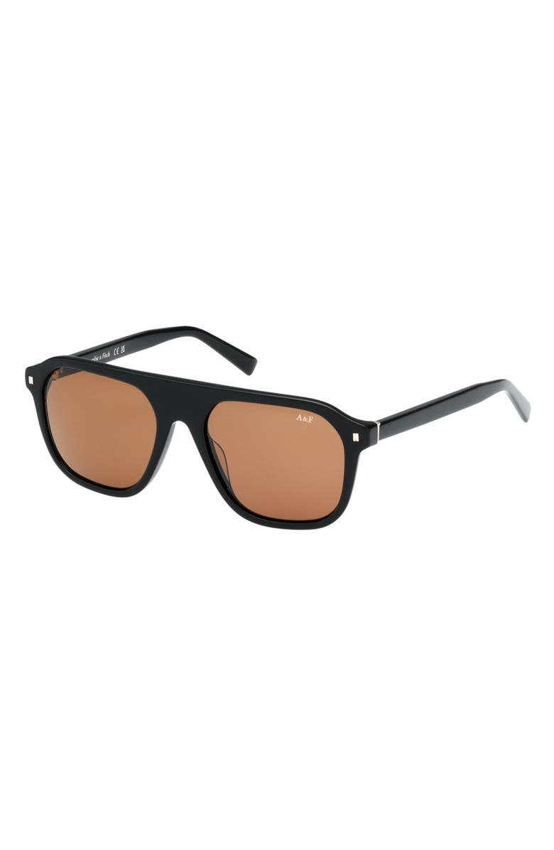 ABERCROMBIE & FITCH 53mm Navigator Sunglasses, Alternate, color, Shiny Black / Brown