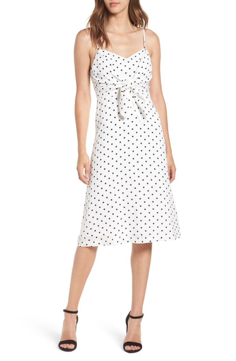 All in Favor Stripe Tie Front Midi Dress, Main, color,