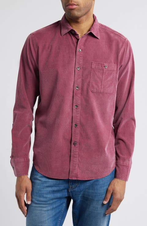 Coastline Sun Fade Stretch Cotton Corduroy Button-Up Shirt