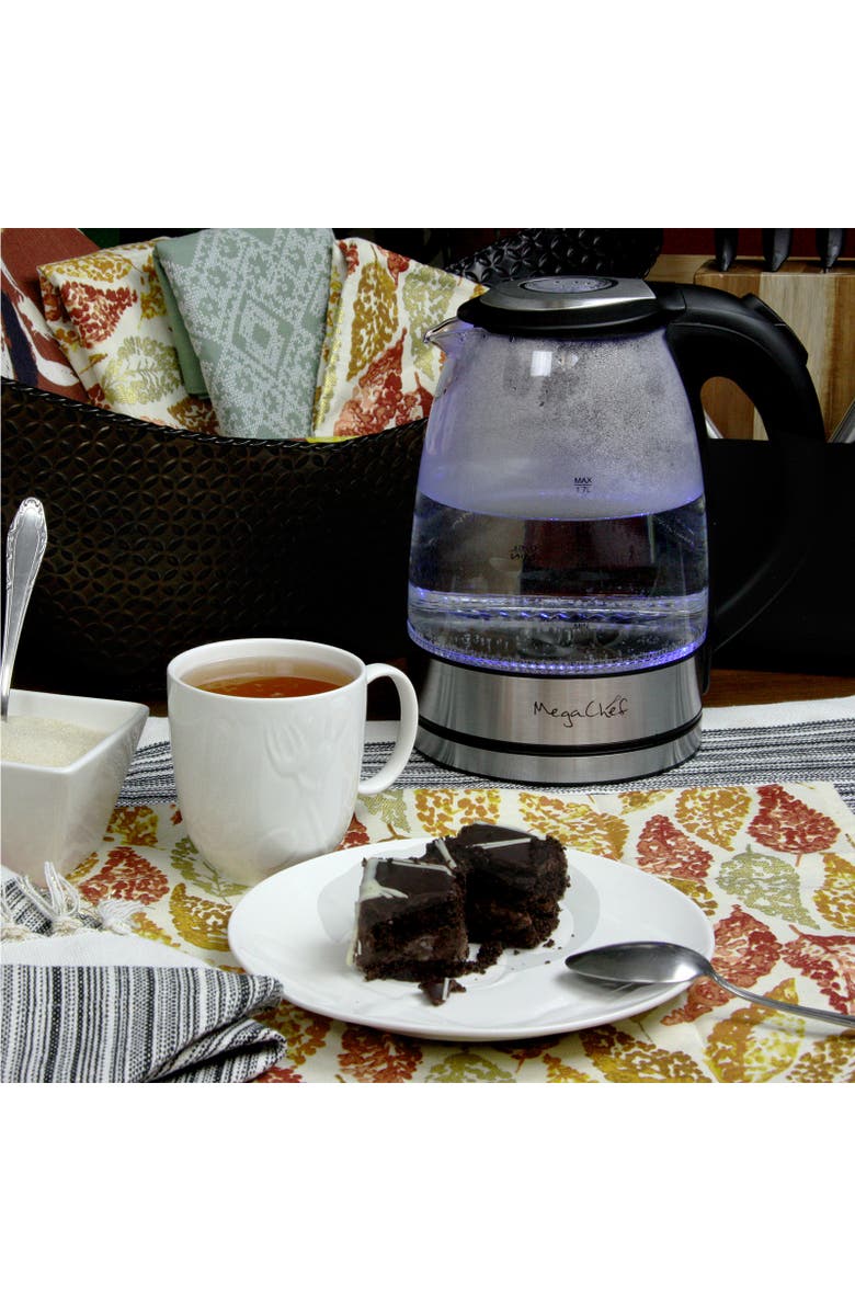 Megachef 1.7Lt. Glass and Stainless Steel Electric Tea Kettle, Alternate, color, Grey