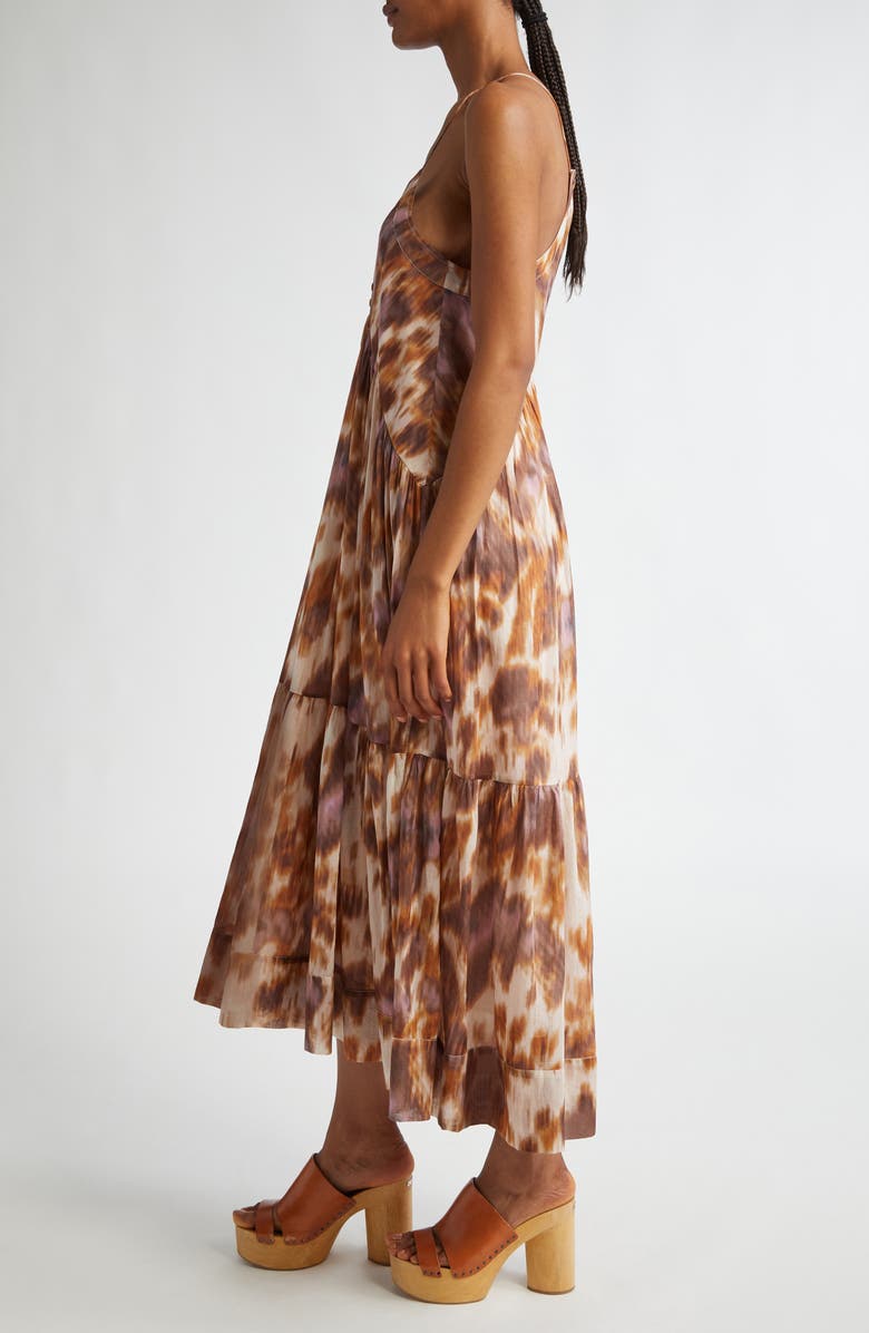 Isabel Marant Étoile Sabba Tiered Cotton Maxi Dress, Alternate, color, Ecru/ Ochre