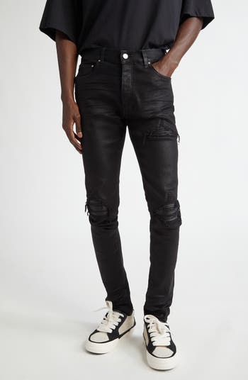 AMIRI WAX MX1 Leather Patched Distressed Jeans | Nordstrom AMIRI WAX MX1 Leather Patched Distressed Jeans | Nordstrom