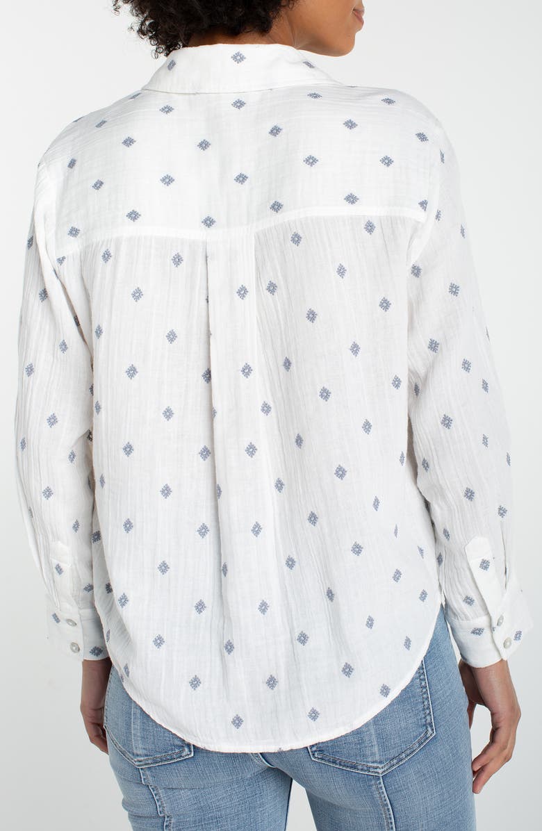 Liverpool Los Angeles Embroidered Gauze Button-Up Shirt, Alternate, color, Off White