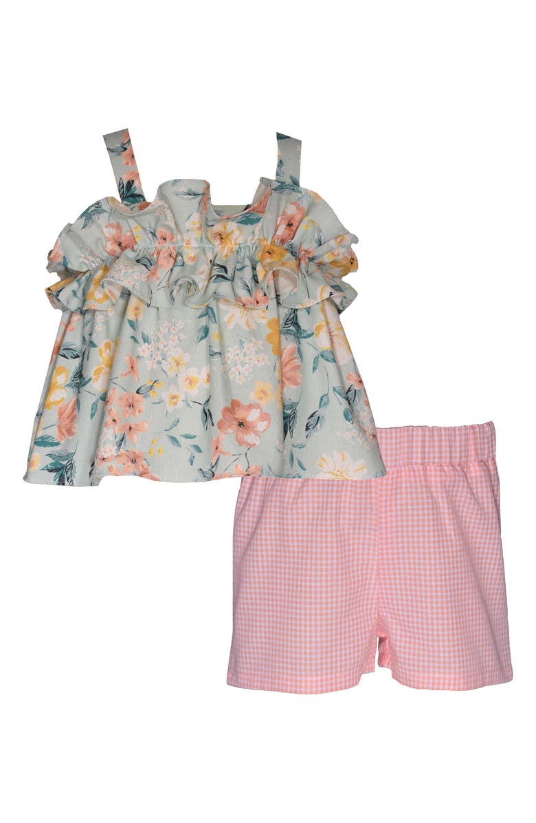Bonnie Jean Kids' Ruffle Tank Top & Gingham Shorts Set, Main, color, 