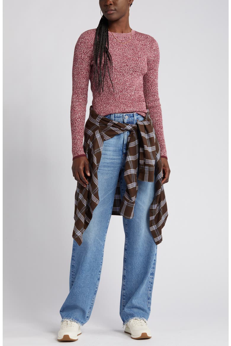 Crewneck Rib Sweater, Main, color, BURGUNDY COMBO