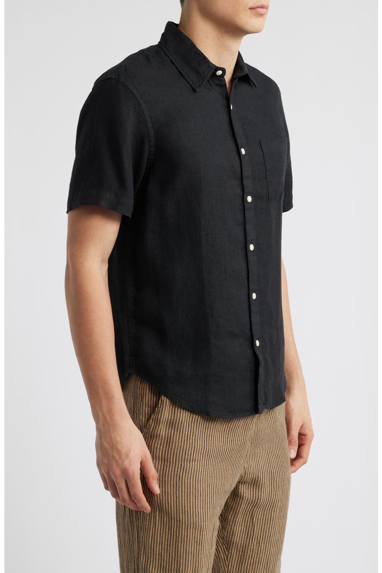 Ola Linen Short Sleeve Button-Up Shirt, Alternate, color, NIGHT