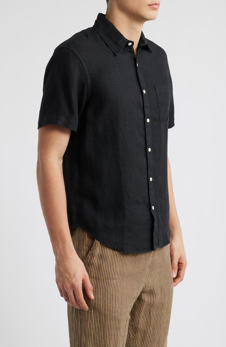 ALEX CRANE Ola Linen Short Sleeve Button-Up Shirt, Alternate, color, Night