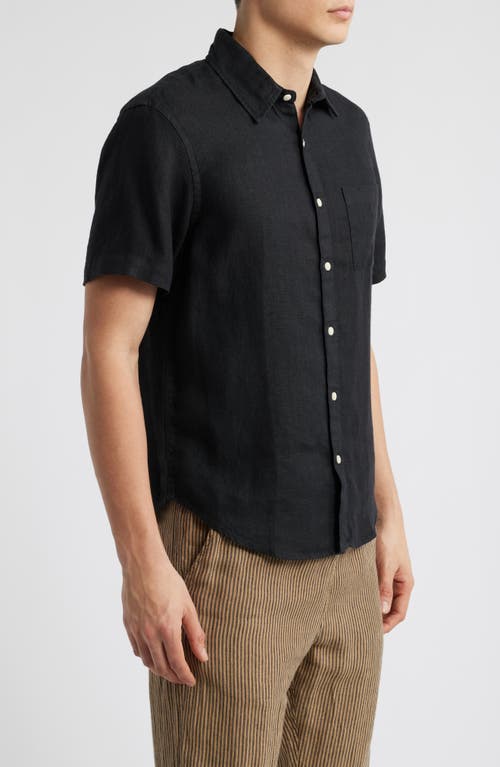 Alex Crane Ola Linen Short Sleeve Button-up Shirt In Night