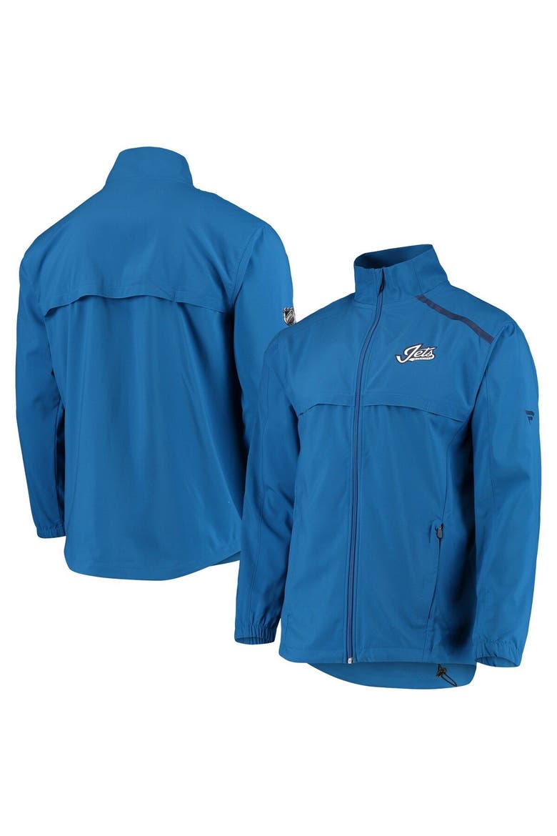 Men's Fanatics Branded Blue Winnipeg Jets Alternate Logo Rinkside Mock Full-Zip Jacket, Main, color, Blue