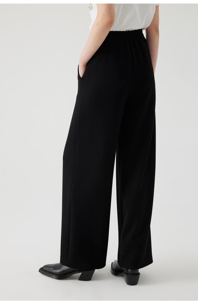 Exquise Elastic Waist Wide Leg Pants, Alternate, color, Black