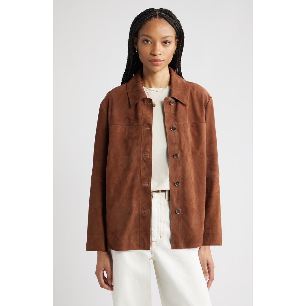 Nordstrom Suede Shirt Jacket In Brown