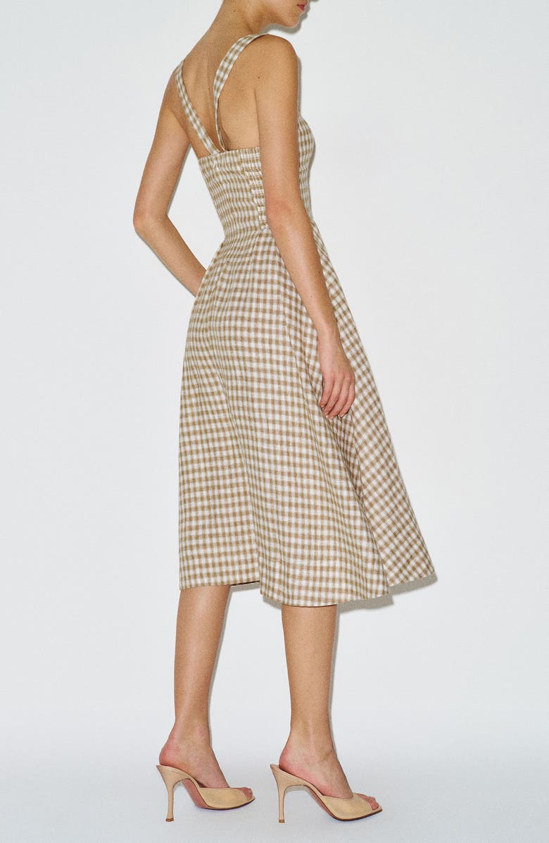Reformation Roma Linen Sundress, Alternate, color, Dunes Check