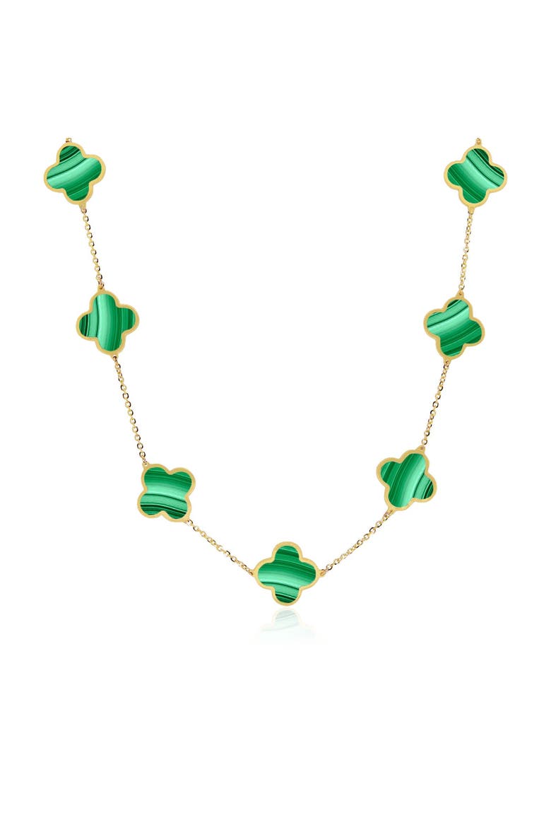 Large Malachite Clover Necklace, Main, color, Malachite