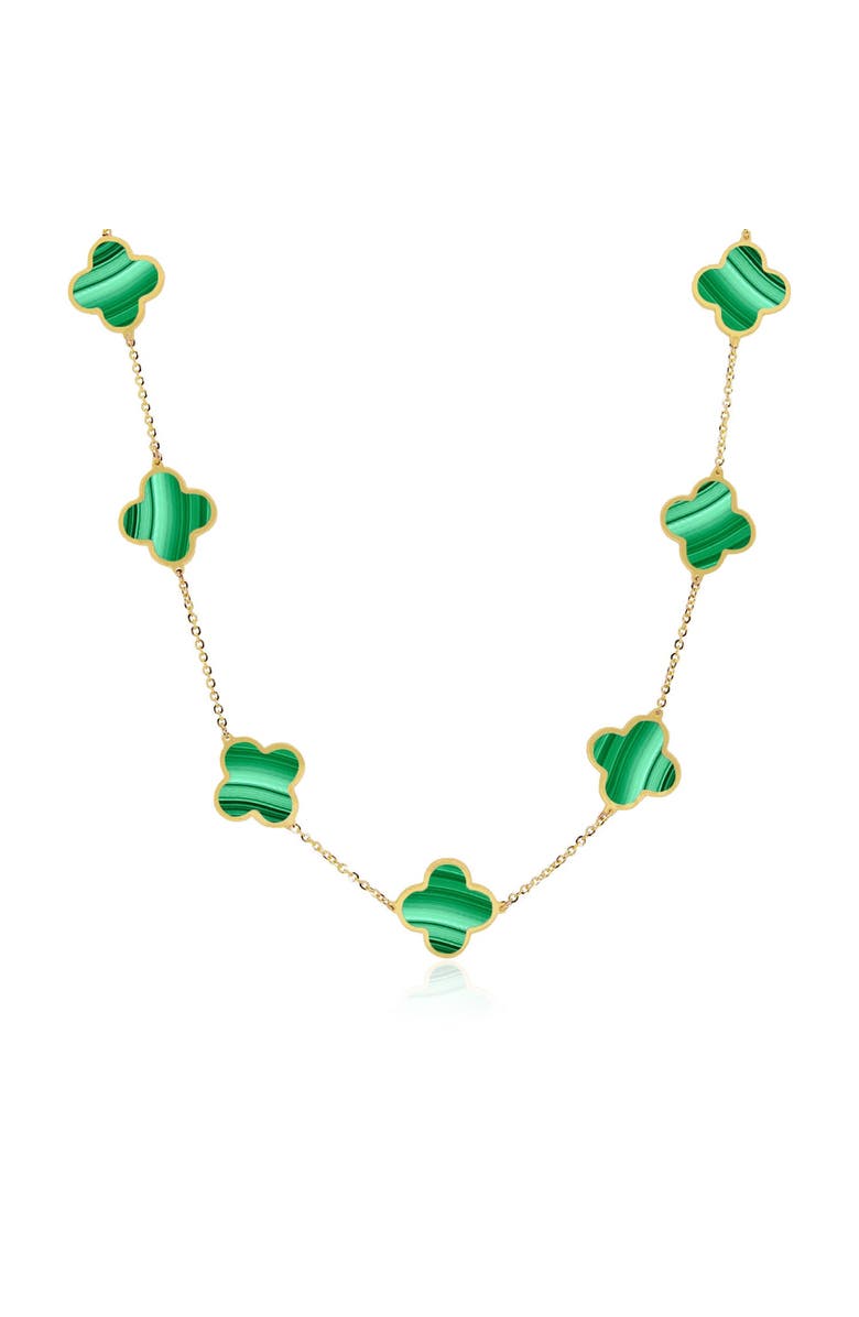 The Lovery Fine Jewelry Large Malachite Clover Necklace, Main, color, Malachite