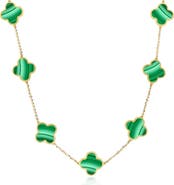 The Lovery Fine Jewelry Large Malachite Clover Necklace