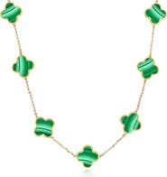 The Lovery Fine Jewelry Large Malachite Clover Necklace