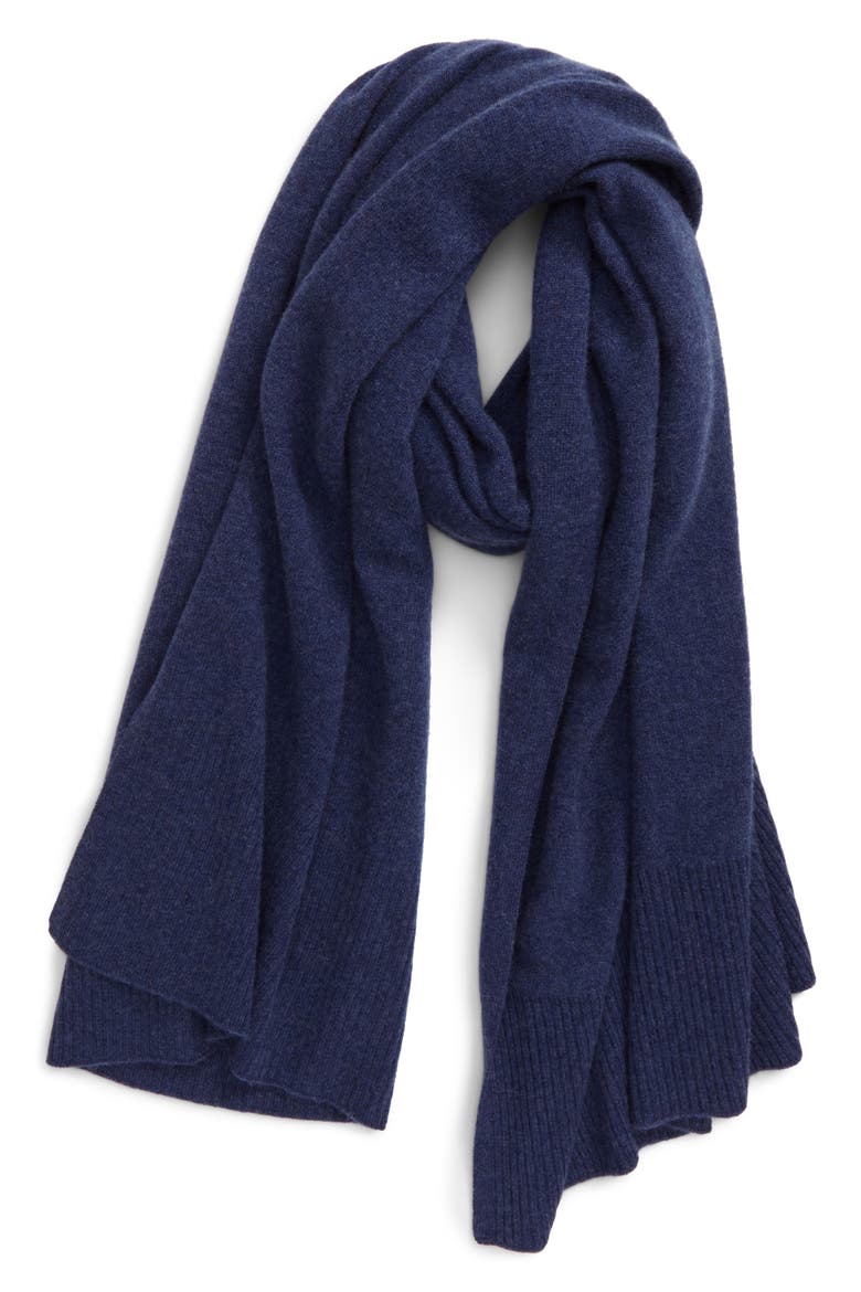 Cashmere Scarf, Alternate, color, BLUE CAPTAIN HEATHER