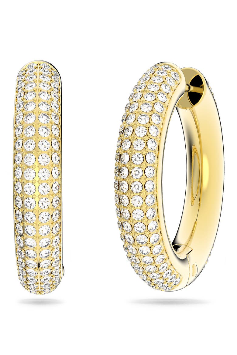 Dextera Crystal Hoop Earrings, Main, color, GOLD