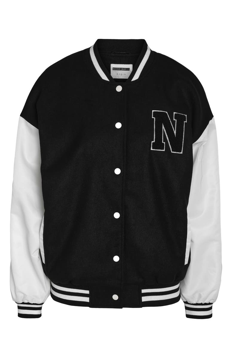 Noisy may Delva College Jacket, Alternate, color, Black Detail Pearled