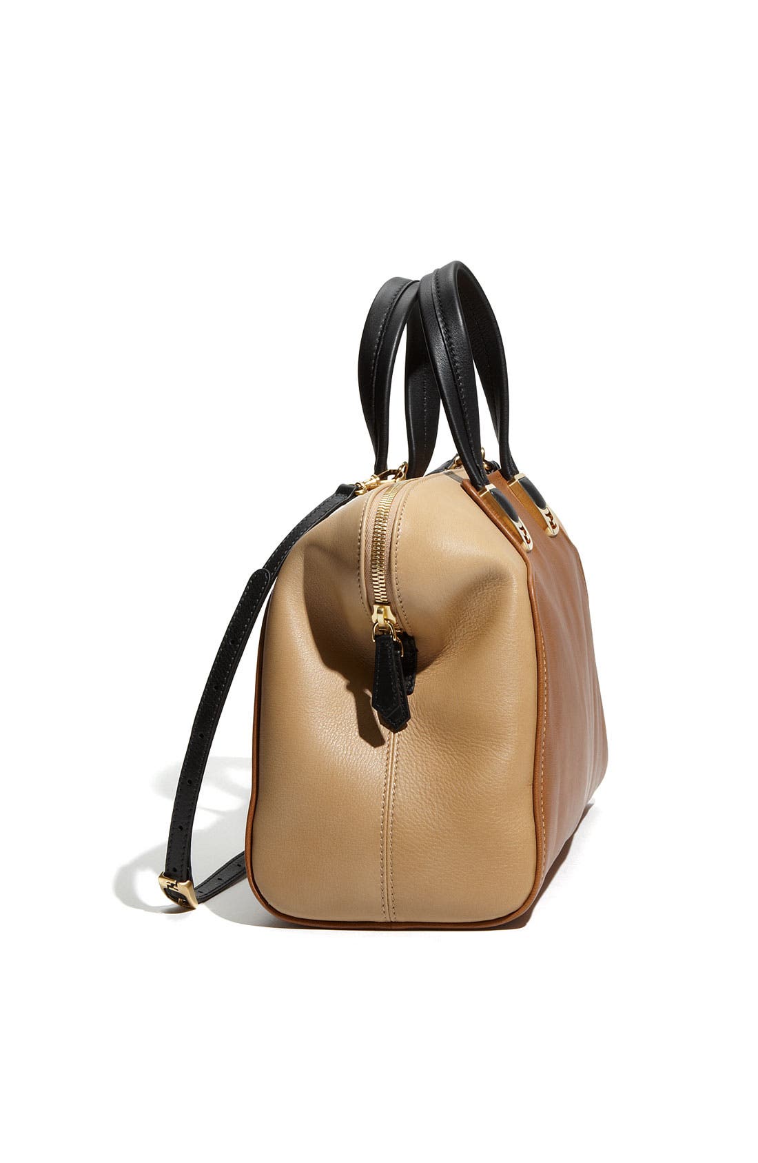 'Chameleon Colorblocked' Calfskin Leather Top Zip Tote, Alternate, color, TAN / BEIGE