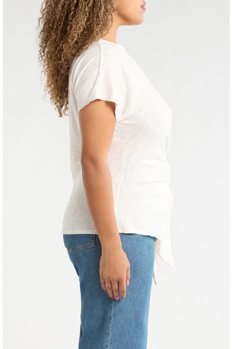 Drop Shoulder Tie Front Top, Alternate, color, IVORY PRISTINE