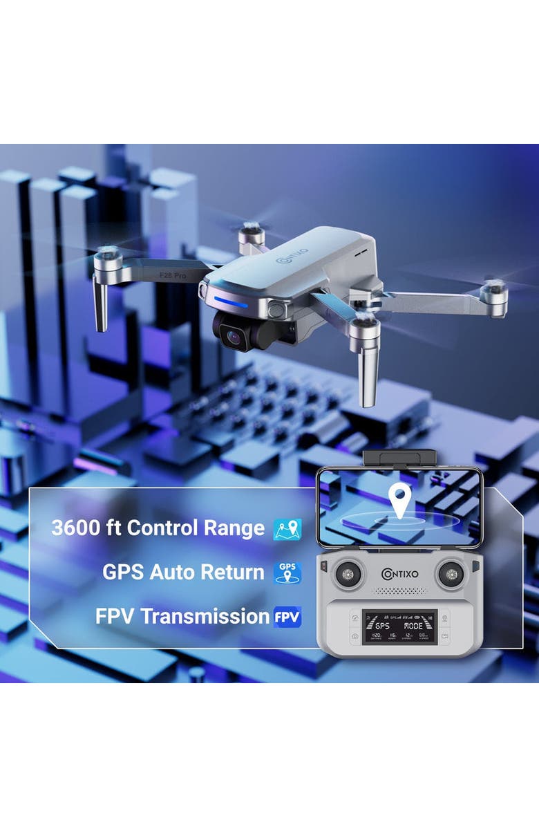 CONTIXO 4K Foldable Camera Drone, Alternate, color, Grey