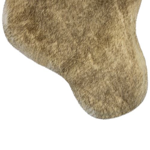 Northlight Faux Fur Christmas Stocking With Pom Poms In Neutral