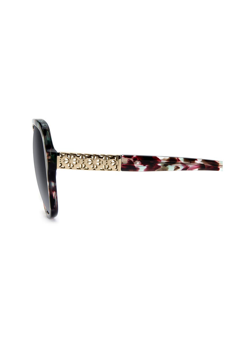 Eliza 57mm Geometric Sunglasses, Alternate, color, GREEN PINK HAVANA/ DARK GREY
