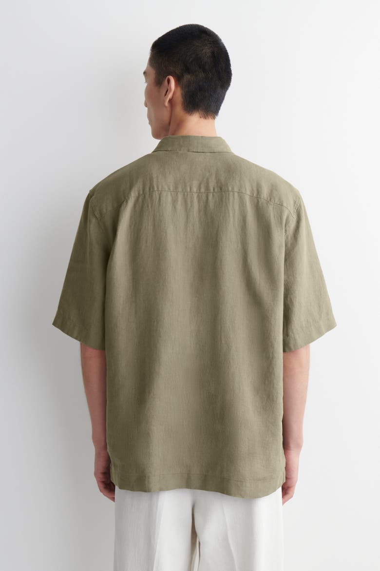 Linen Short-sleeved Shirt, Alternate, color, KHAKI