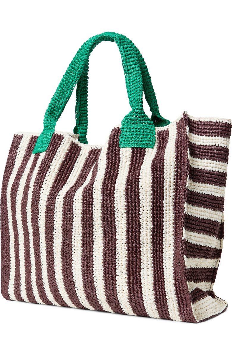 Loeffler Randall Sol Crochet Beach Bag, Alternate, color, Green/ Brown/ White Stripe