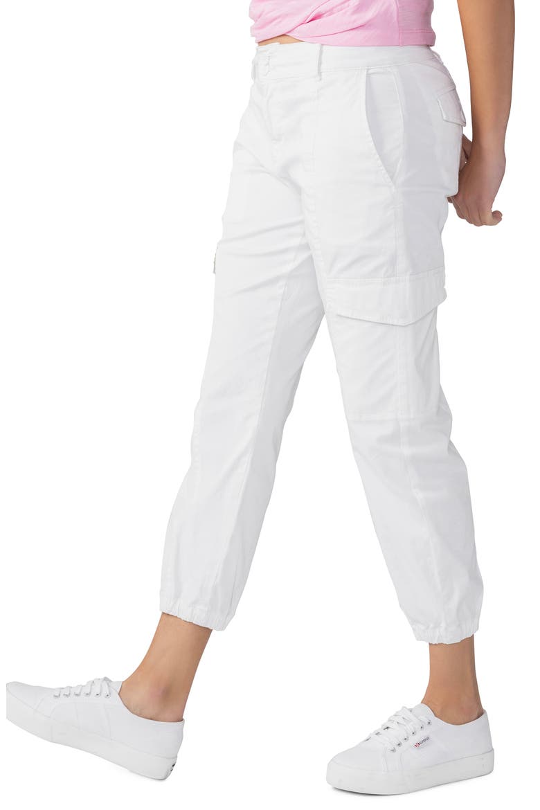 Rebel Crop Stretch Cotton Cargo Pants, Alternate, color, BRILLIANT WHITE