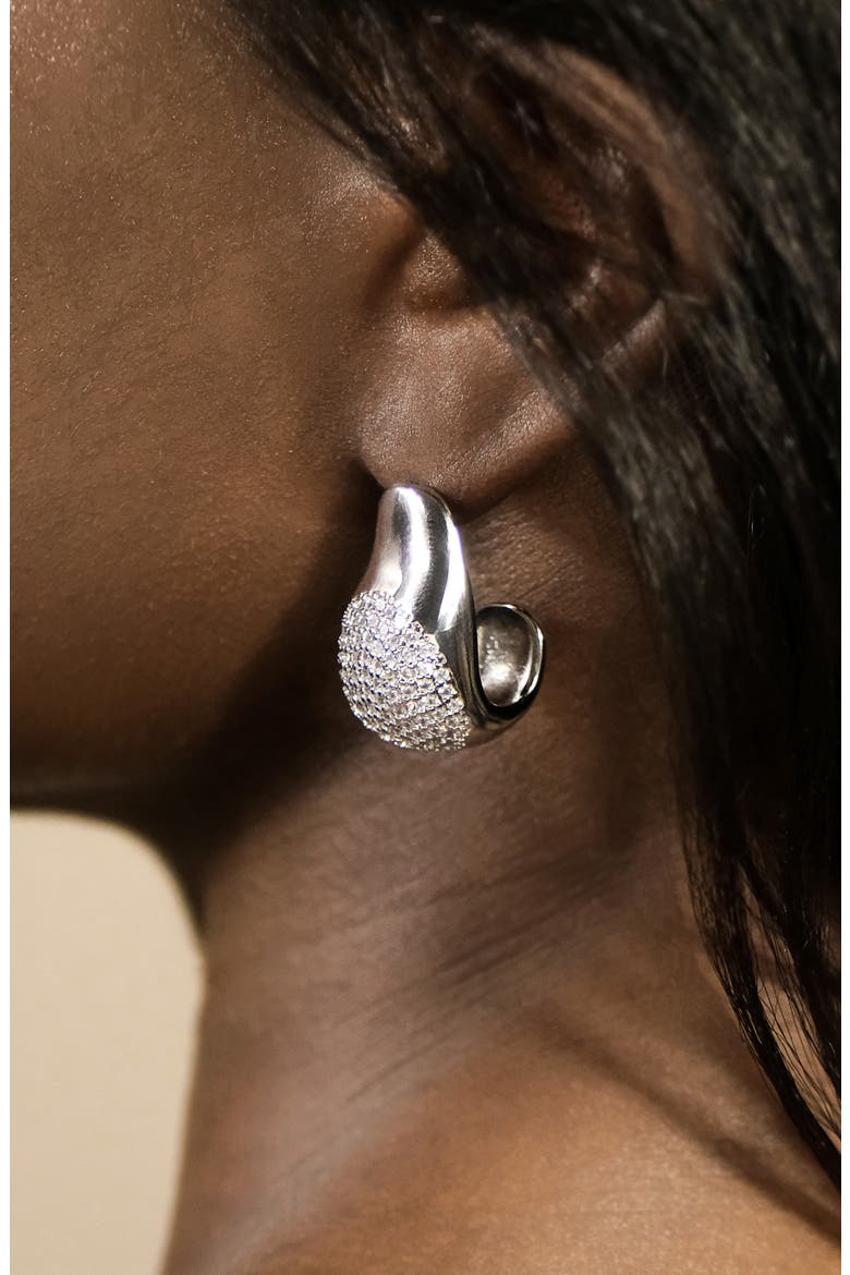 Wesley Pavé Cubic Zirconia Statement Hoop Earrings, Alternate, color, SILVER