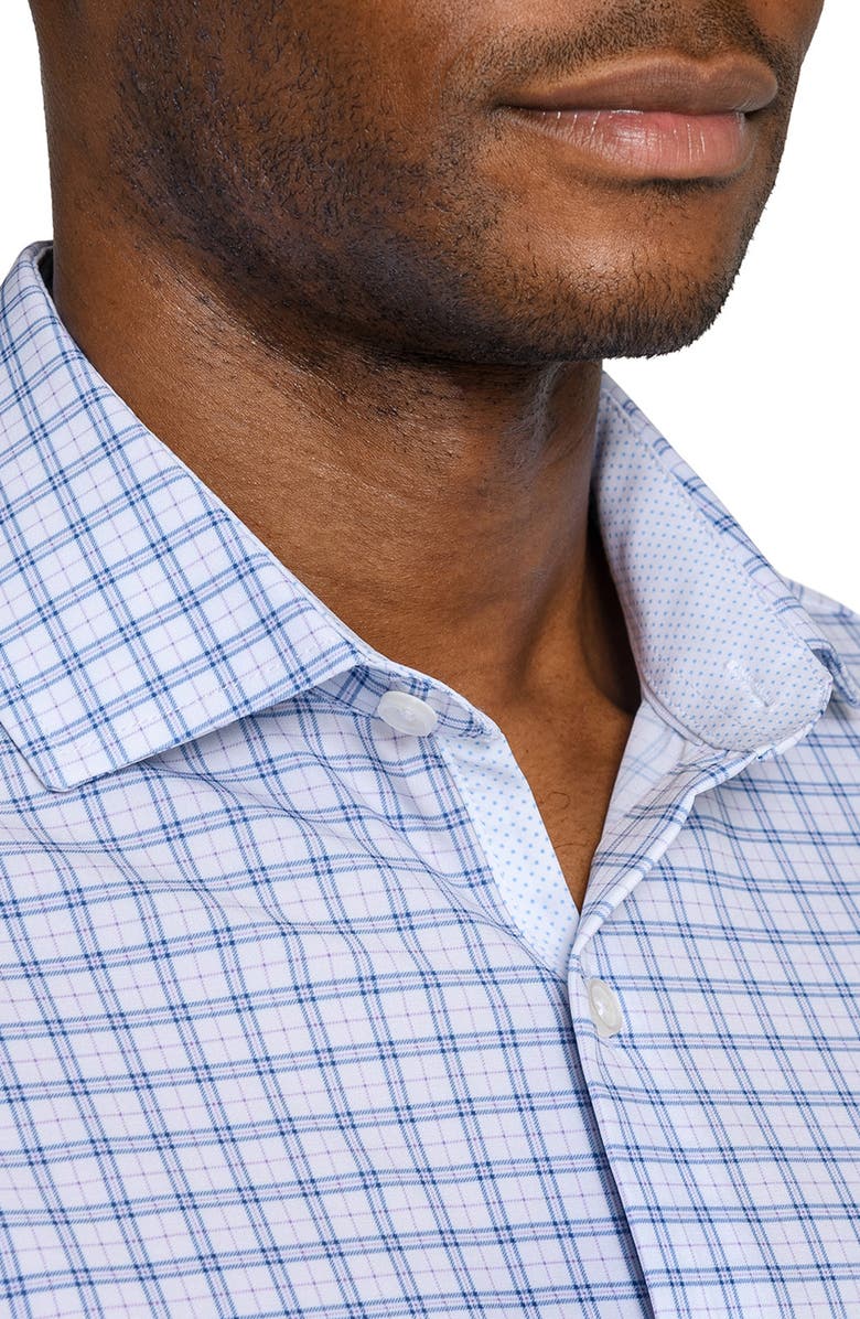 W.R.K Regular Fit Blue Check Performance Dress Shirt, Alternate, color, White/ Blue